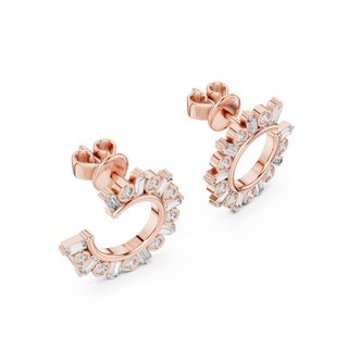 Pair Shot: Baguette Diamond Earrings with Channel Setting in 14k Rose Gold - Lab Grown - Driona Jewels