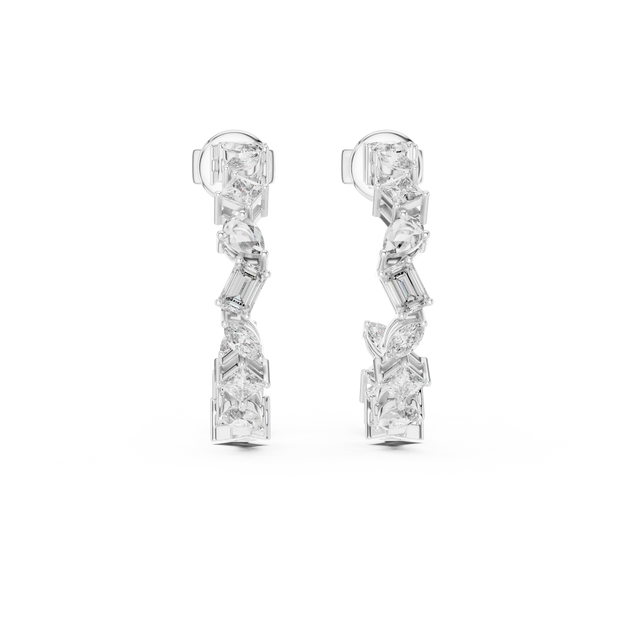 Pair-Shot: Baguette Diamond Earrings with Channel Setting in 14k White Gold - Lab Grown - Driona Jewels