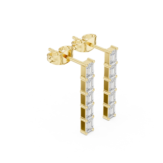 Pair Shot: Baguette Diamond Earrings with Channel Setting in 14k Yellow Gold - Lab Grown - Driona Jewels