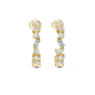 Pair-Shot: Baguette Diamond Earrings with Pave Setting in 14k Yellow Gold - Lab Grown - Driona Jewels