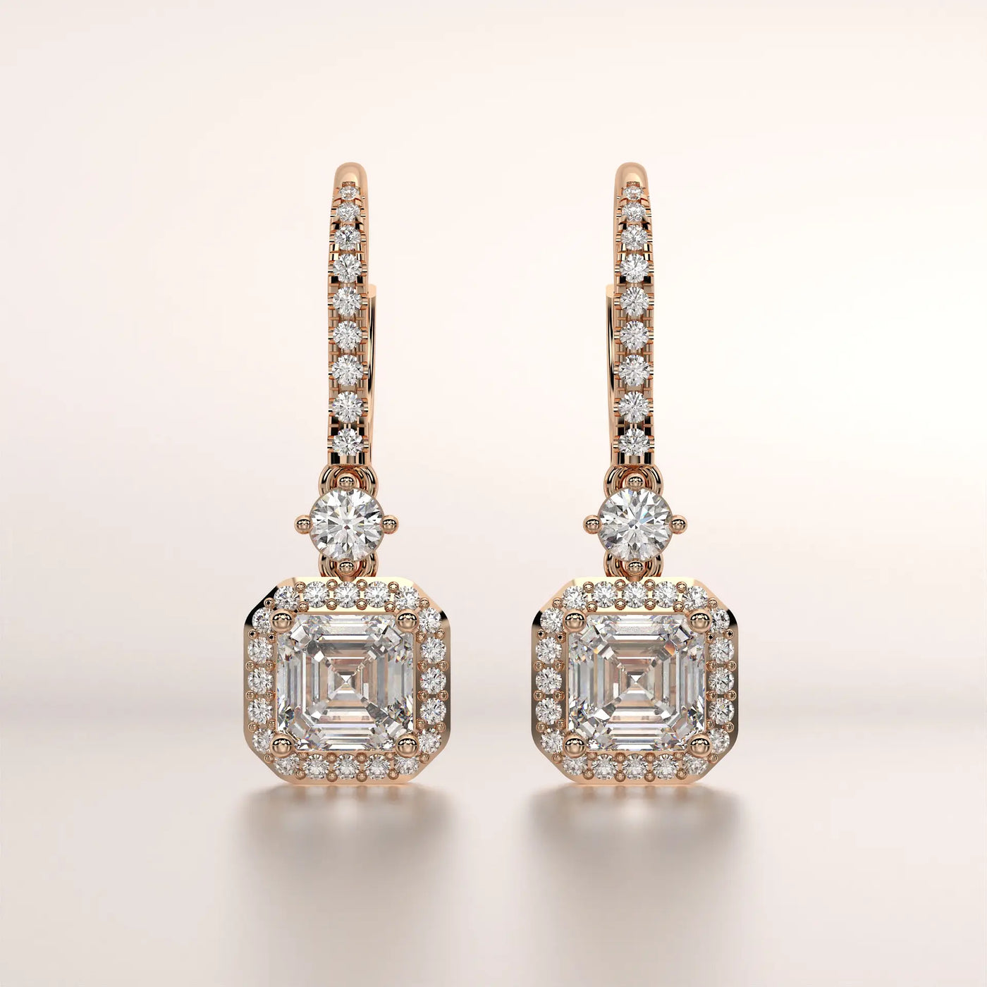 earrings diamond diamond rose gold base front
