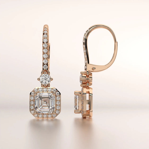 earrings drop diamond rose gold 18k front