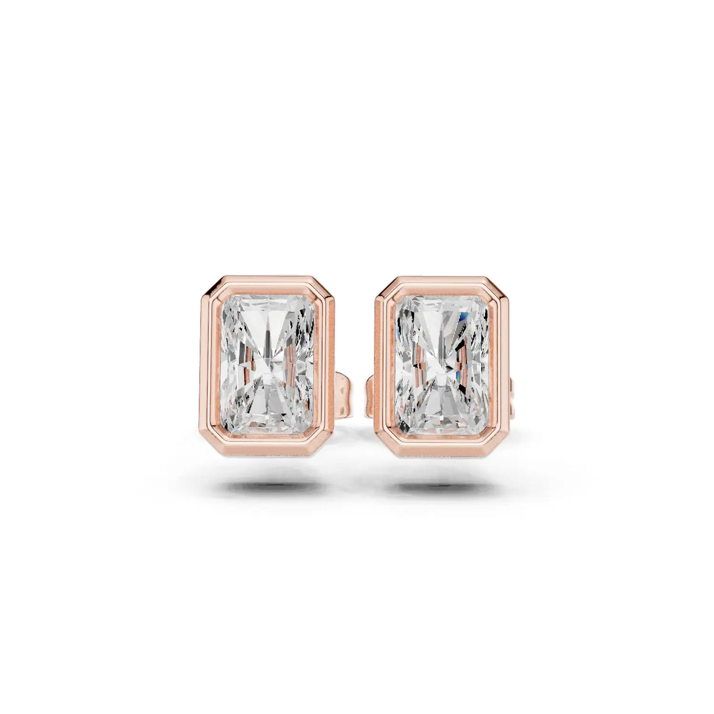 Radiant Cut Bezel Lab Grown Diamond Stud Earrings