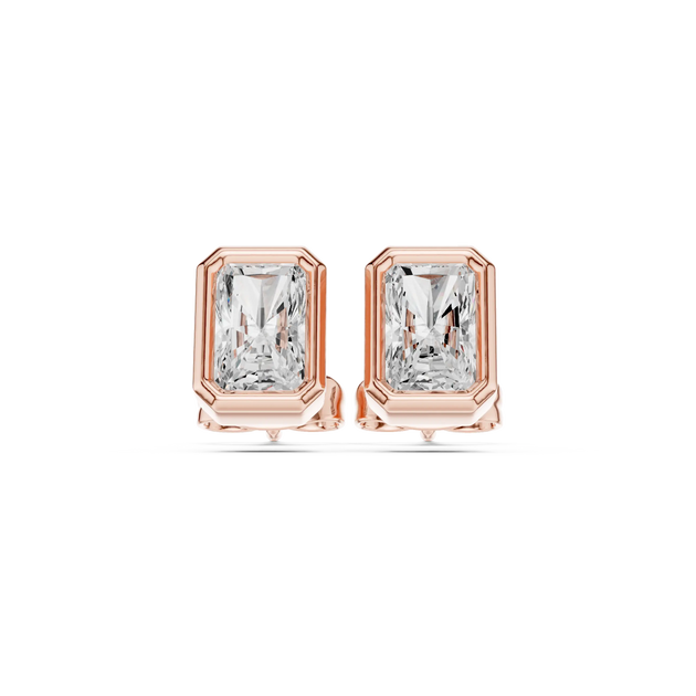 Radiant Cut Lab Diamond Bezel Stud Earrings For Bride