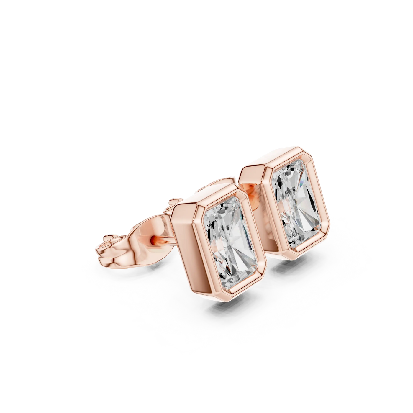 Radiant Cut Bezel Lab Grown Diamond Stud Earrings