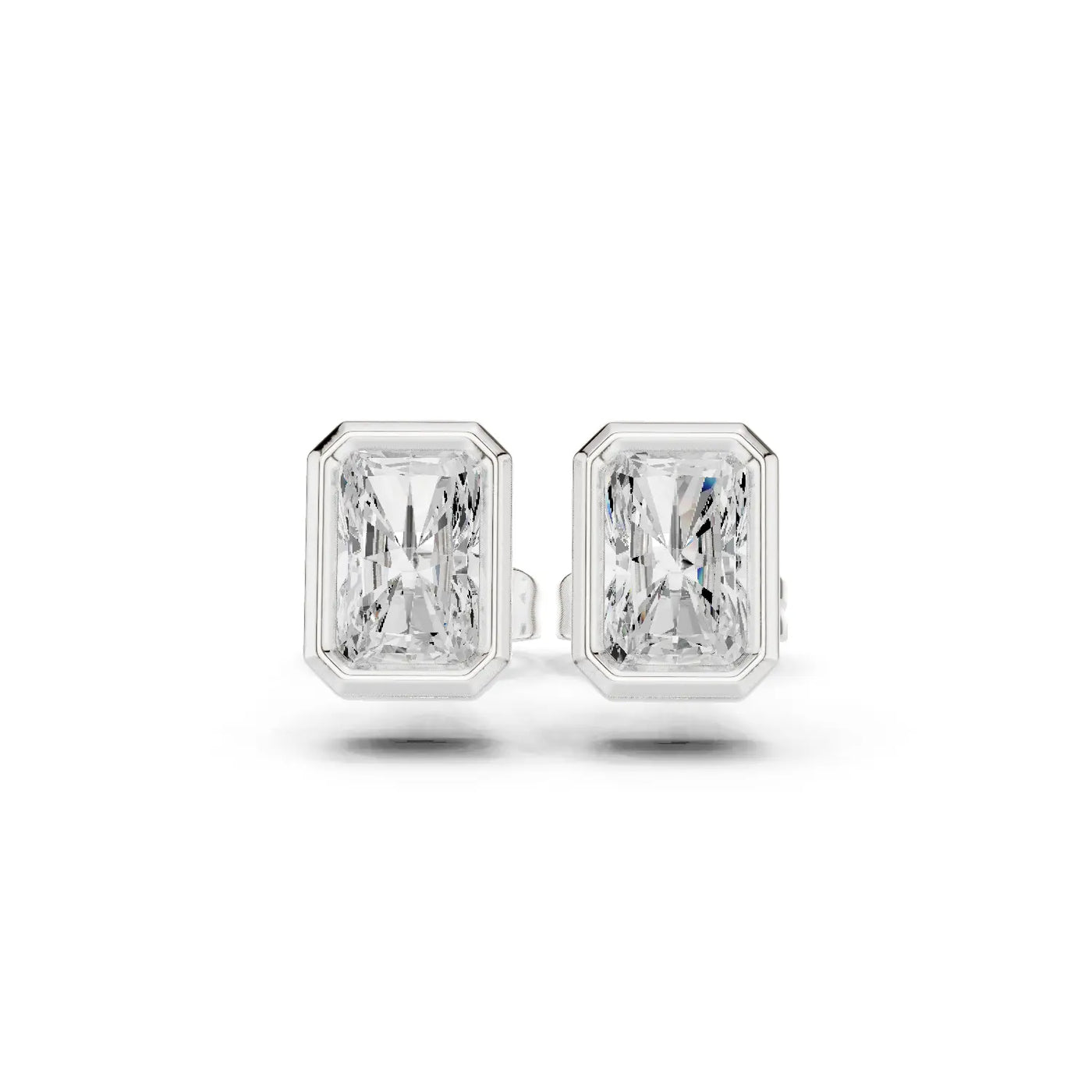 Radiant Cut Bezel Lab Grown Diamond Stud Earrings