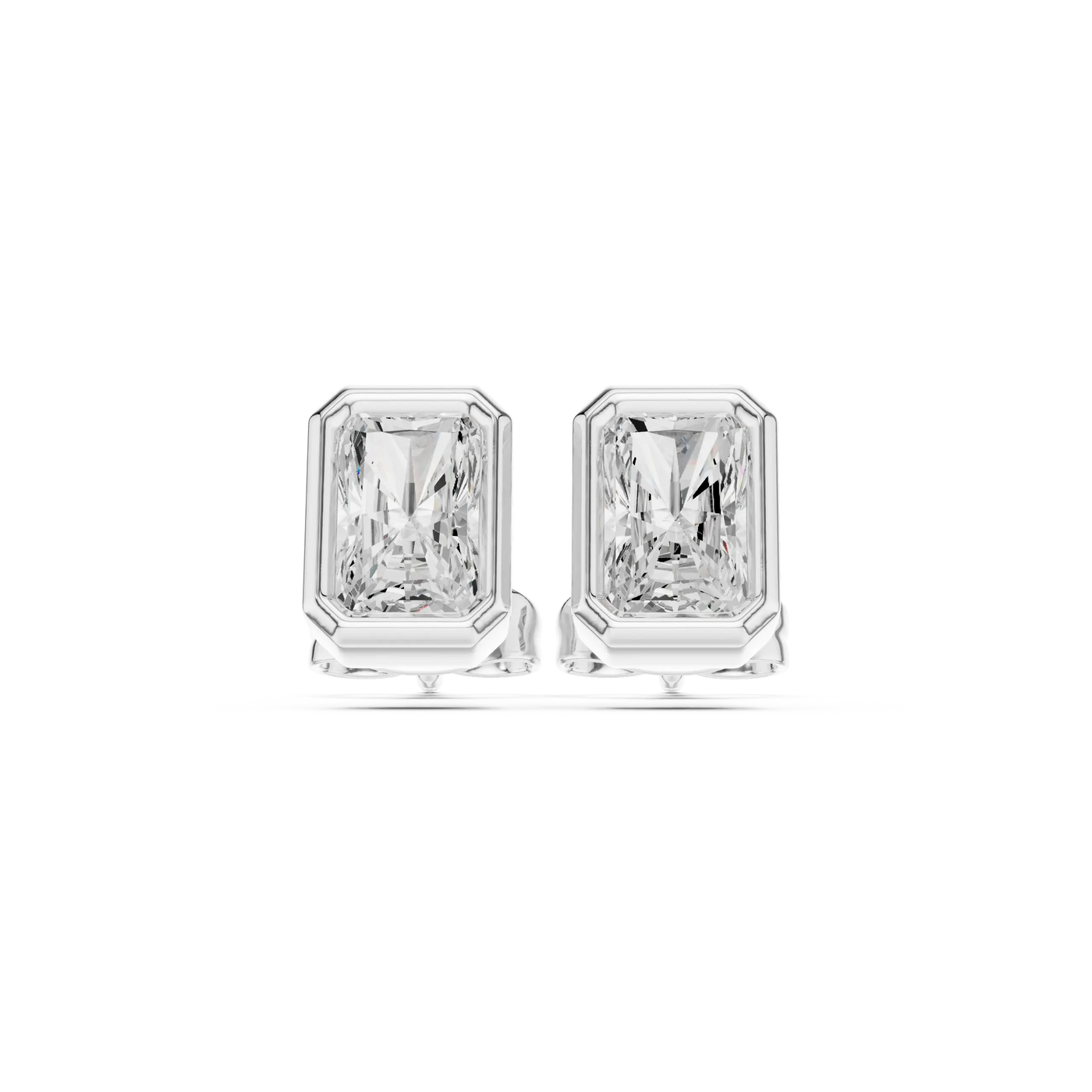 Radiant Cut Bezel Lab Grown Diamond Stud Earrings
