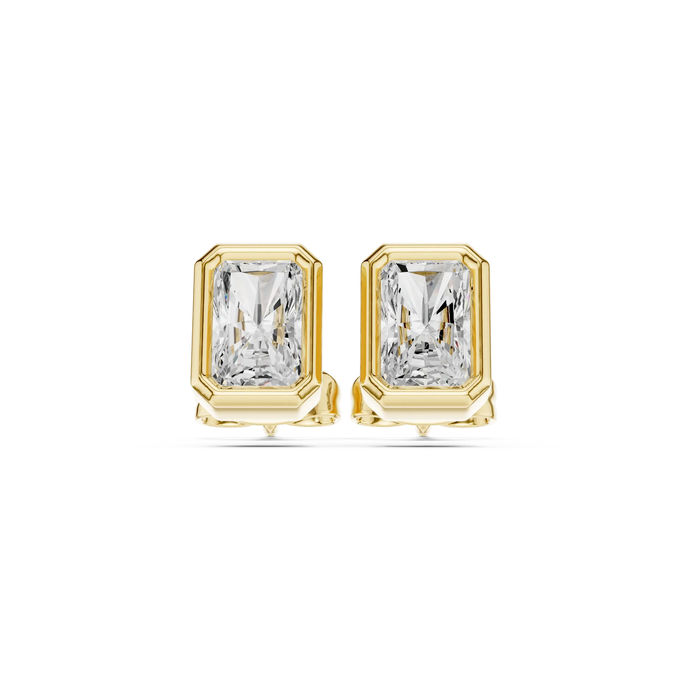 Radiant Cut Bezel Lab Grown Diamond Stud Earrings