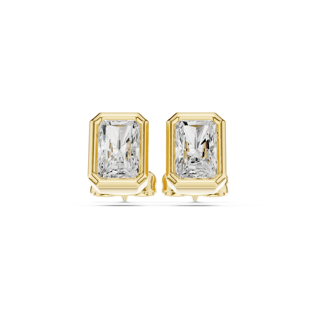 Radiant Cut Lab Diamond Bezel Stud Earrings For Bride