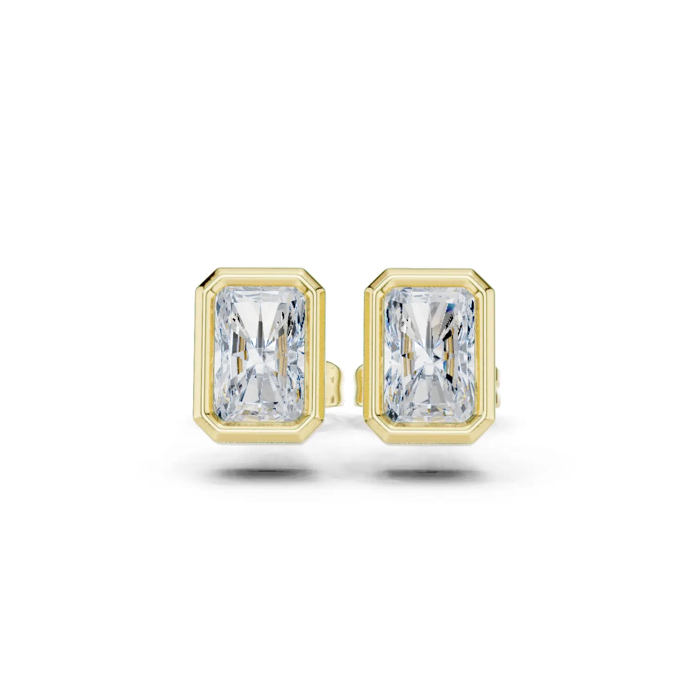 Radiant Cut Bezel Lab Grown Diamond Stud Earrings