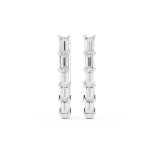 Pair-shot: Emerald Cut Diamond Earrings with Prong Setting in 14k White Gold - Lab Grown - Driona Jewels