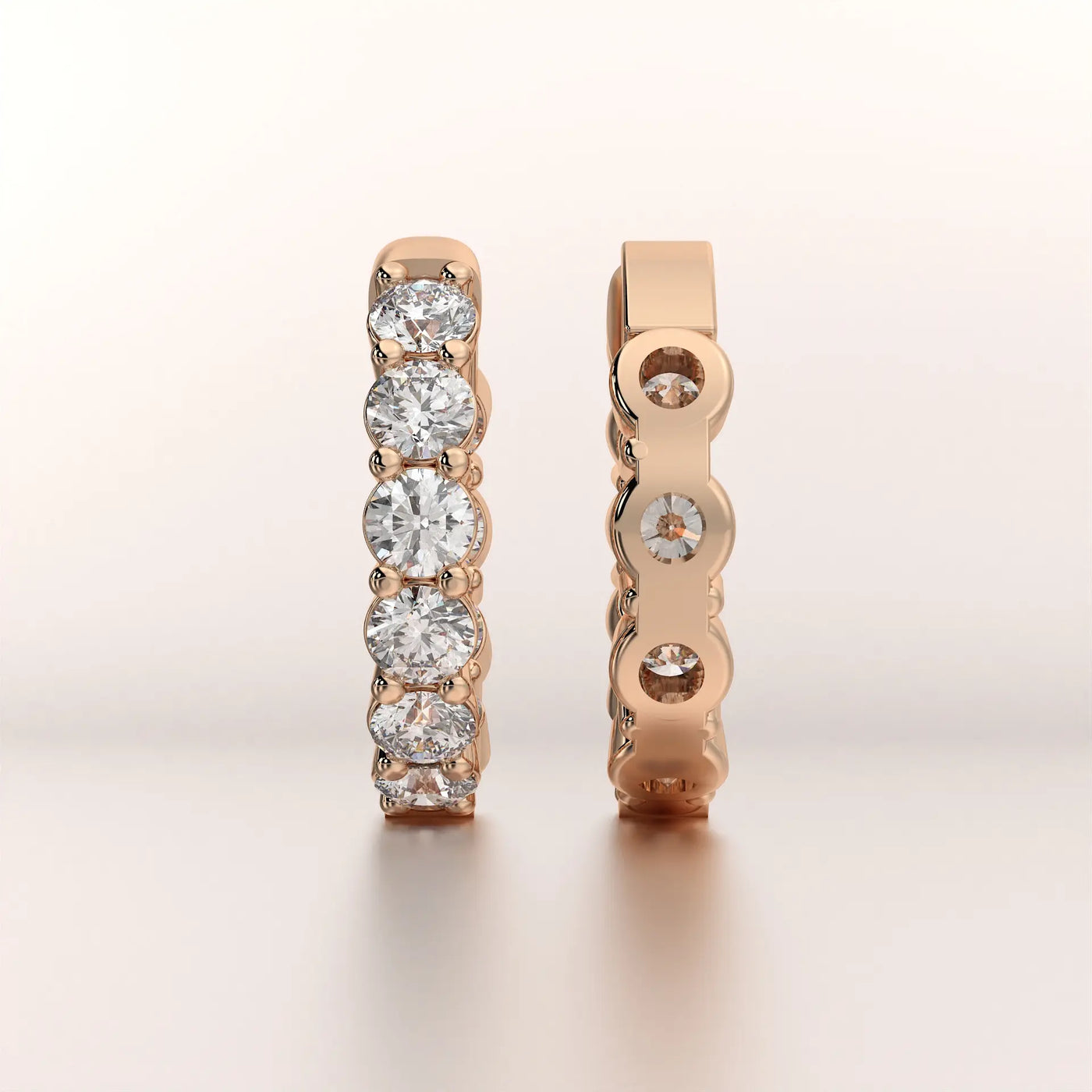 earrings hoop diamond rose gold 18k front
