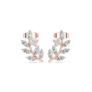Pair Shot: Marquise Diamond Earrings with Branch Setting in 14k Rose Gold - Lab Grown - Driona Jewels