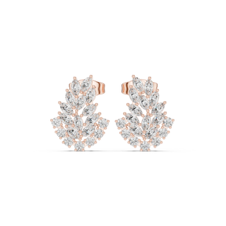 Pair Shot: Marquise Diamond Earrings with Cluster Setting in 14k Rose Gold - Lab Grown - Driona Jewels