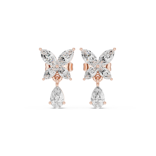 Pair-Shot: Marquise Diamond Earrings with Cluster Setting in 14k Rose Gold - Lab Grown - Driona Jewels