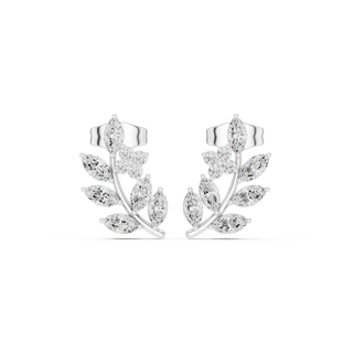 Pair-Shot: Marquise Diamond Earrings with Cluster Setting in 14k White Gold - Lab Grown - Driona Jewels