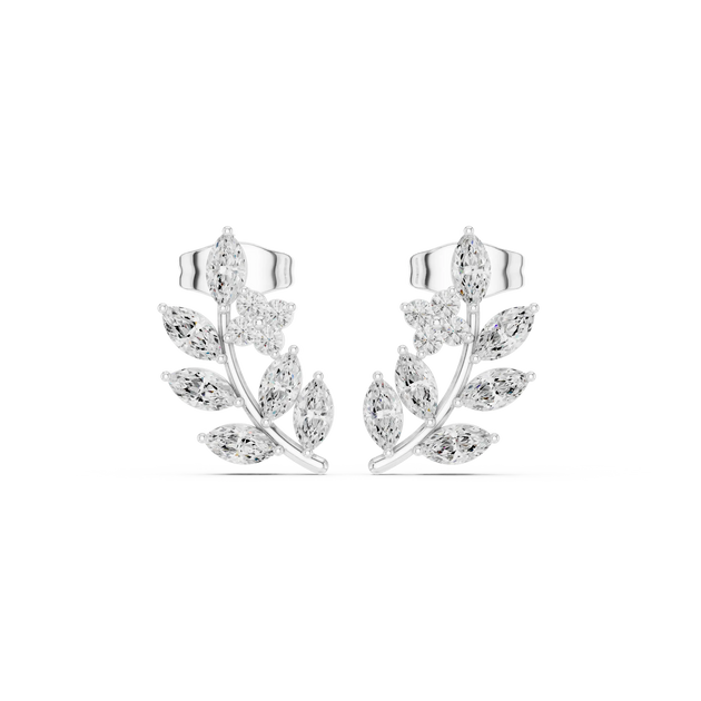 Pair-Shot: Marquise Diamond Earrings with Cluster Setting in 14k White Gold - Lab Grown - Driona Jewels