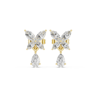 Pair-Shot: Marquise Diamond Earrings with Cluster Setting in 14k Yellow Gold - Lab Grown - Driona Jewels