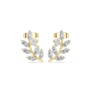 Pair Shot: Marquise Diamond Earrings with Crawler Setting in 14k Yellow Gold - Lab Grown - Driona Jewels
