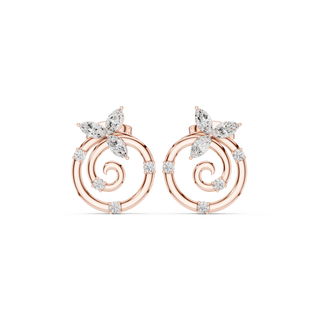 Pair-Shot: Marquise Diamond Earrings with Halo Setting in 14k Rose Gold - Lab Grown - Driona Jewels