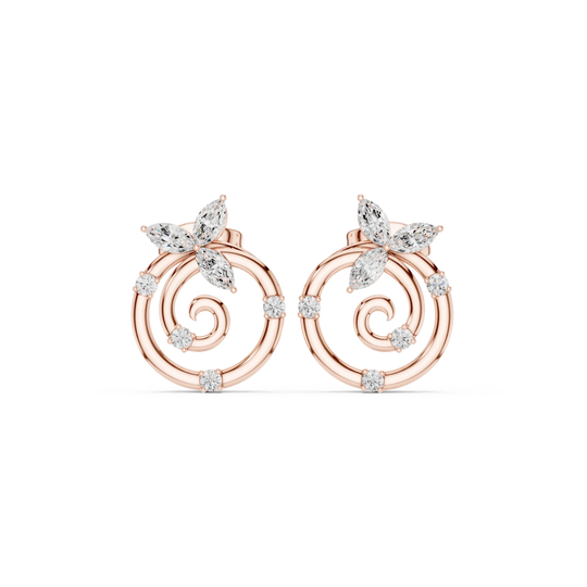Pair-Shot: Marquise Diamond Earrings with Halo Setting in 14k Rose Gold - Lab Grown - Driona Jewels