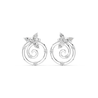 Pair-Shot: Marquise Diamond Earrings with Halo Setting in 14k White Gold - Lab Grown - Driona Jewels