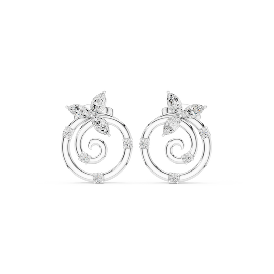 Pair-Shot: Marquise Diamond Earrings with Halo Setting in 14k White Gold - Lab Grown - Driona Jewels