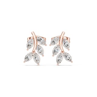 Pair-Shot: Marquise Diamond Earrings with Prong Setting in 14k Rose Gold - Lab Grown - Driona Jewels