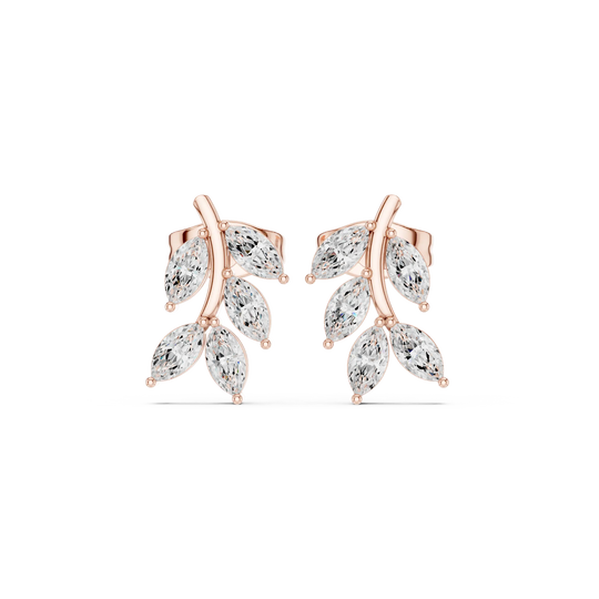 Pair-Shot: Marquise Diamond Earrings with Prong Setting in 14k Rose Gold - Lab Grown - Driona Jewels