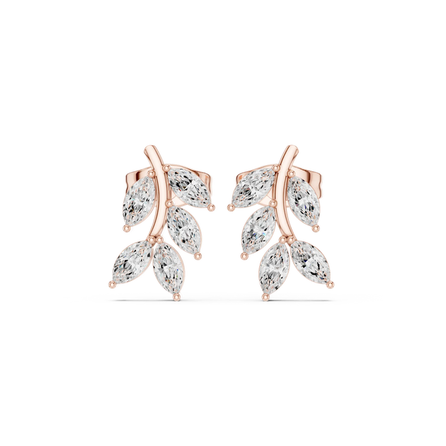 Pair-Shot: Marquise Diamond Earrings with Prong Setting in 14k Rose Gold - Lab Grown - Driona Jewels
