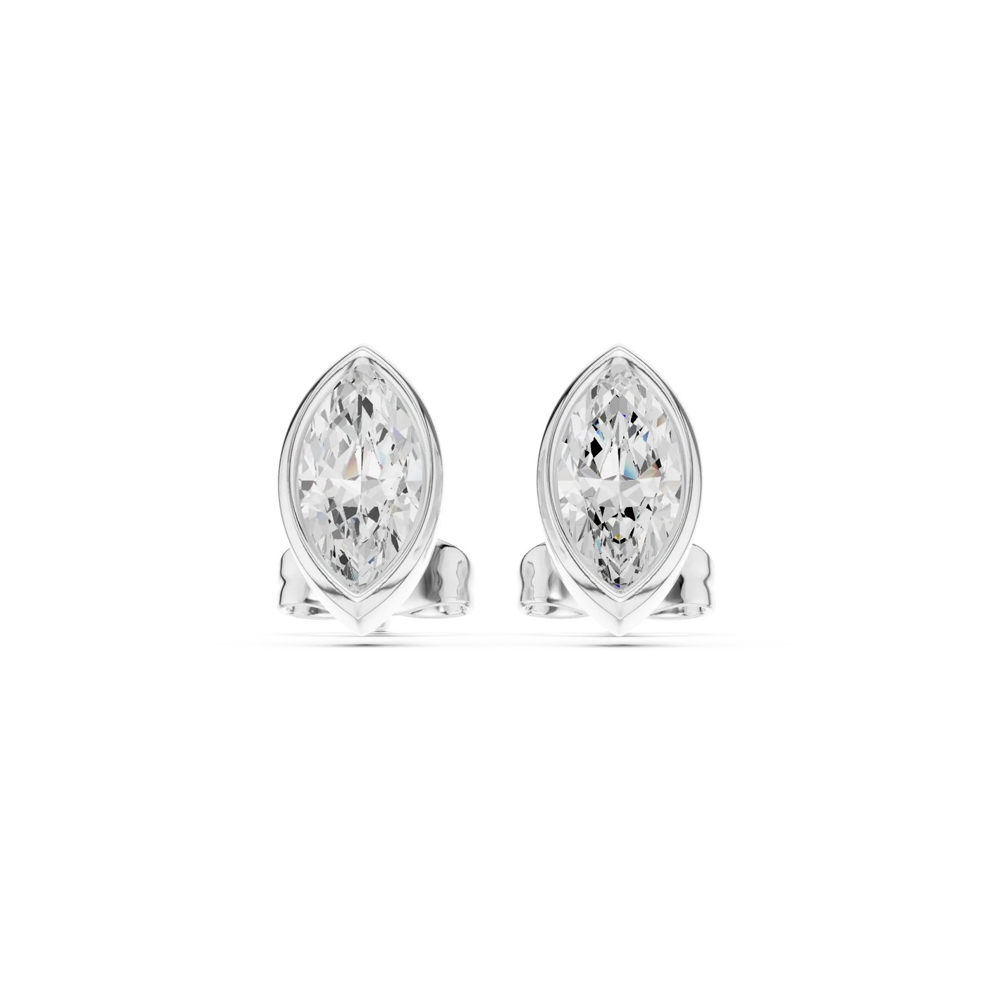 Pair-Shot: Marquise Diamond Earrings with Prong Setting in 14k White Gold - Lab Grown - Driona Jewels