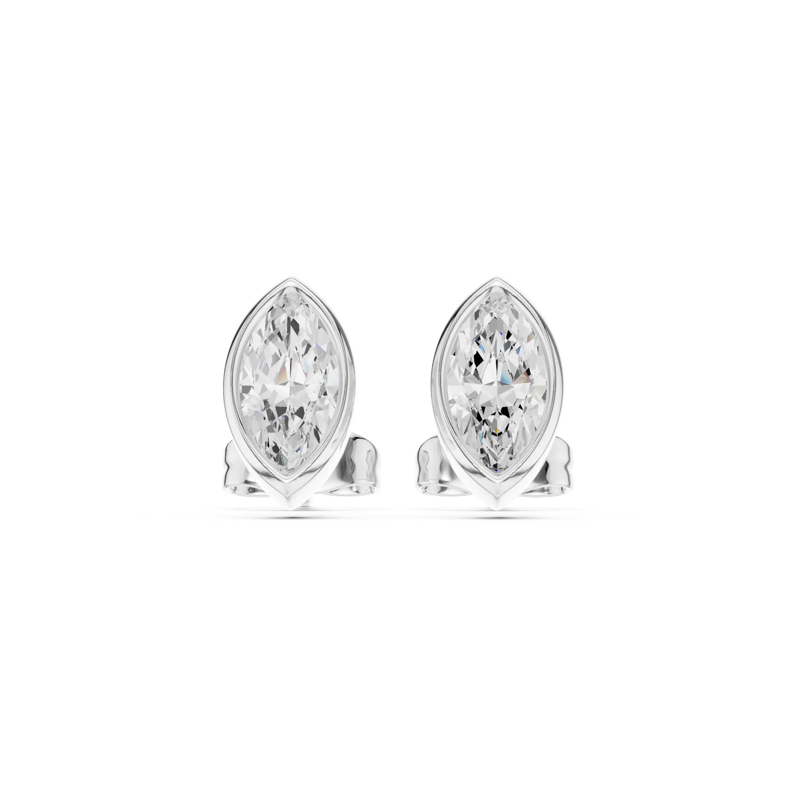 Pair-Shot: Marquise Diamond Earrings with Prong Setting in 14k White Gold - Lab Grown - Driona Jewels