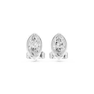 Pair-Shot: Marquise Diamond Earrings with Prong Setting in 14k White Gold - Lab Grown - Driona Jewels