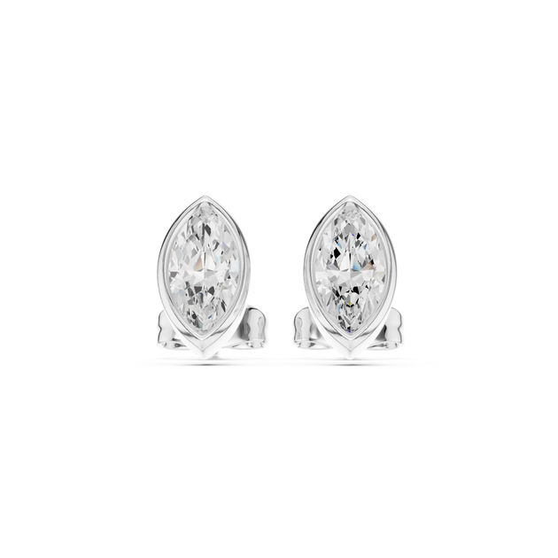 Pair-Shot: Marquise Diamond Earrings with Prong Setting in 14k White Gold - Lab Grown - Driona Jewels