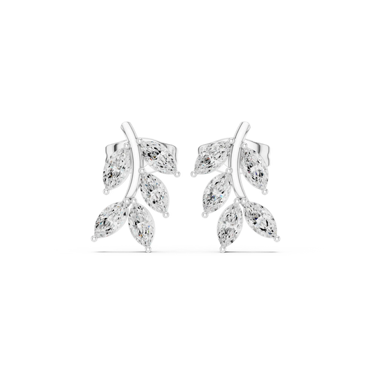 Pair-Shot: Marquise Diamond Earrings with Prong Setting in 14k White Gold - Lab Grown - Driona Jewels