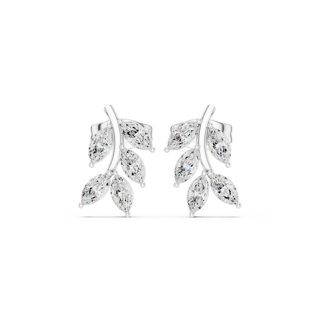 Pair-Shot: Marquise Diamond Earrings with Prong Setting in 14k White Gold - Lab Grown - Driona Jewels