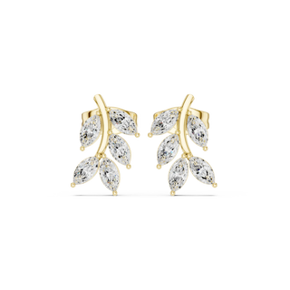 Pair-Shot: Marquise Diamond Earrings with Prong Setting in 14k Yellow Gold - Lab Grown - Driona Jewels