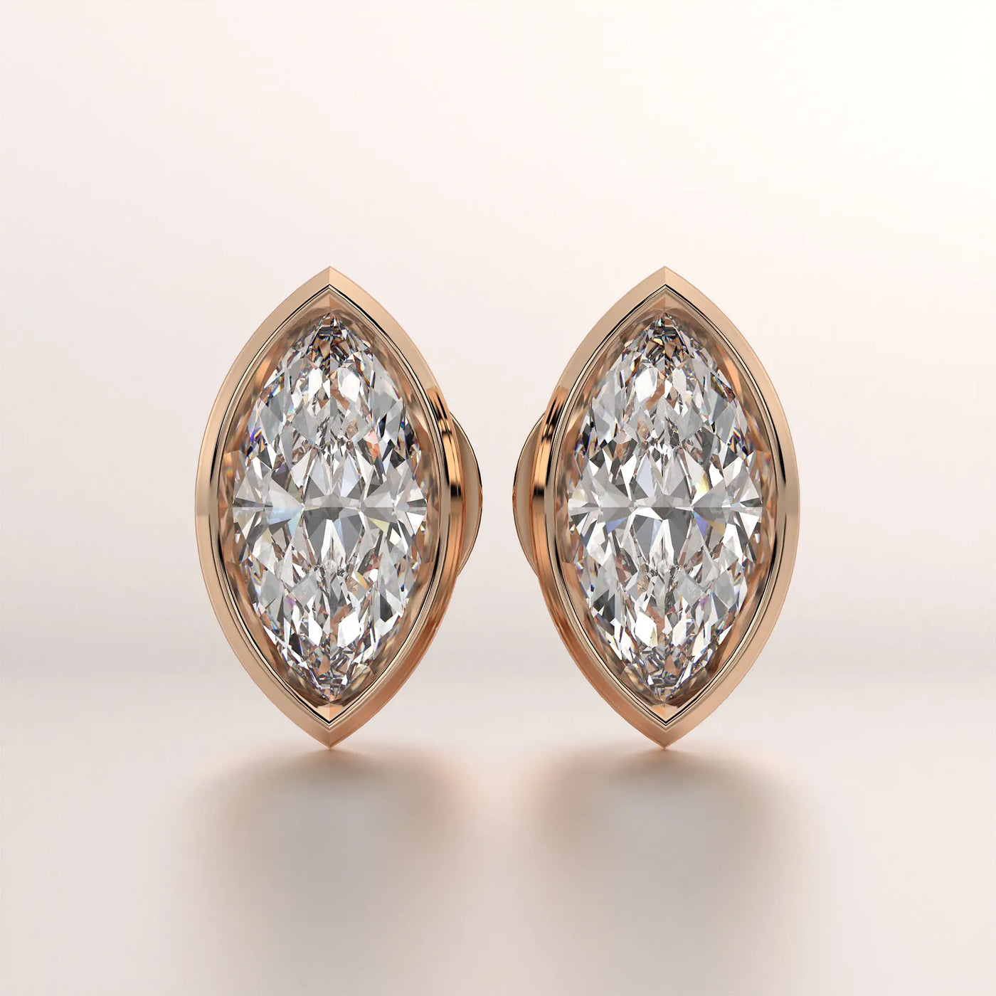 earrings marquise diamond rose gold 18k front