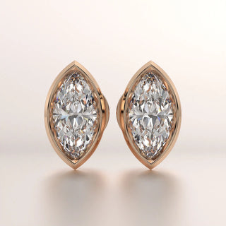 earrings marquise diamond rose gold 18k front