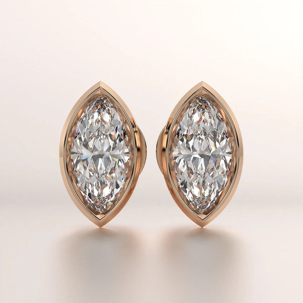 earrings marquise diamond rose gold 18k front
