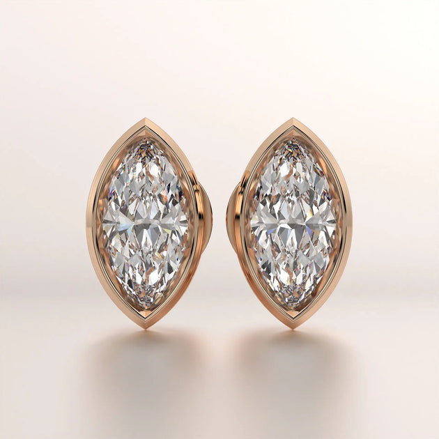 earrings marquise diamond rose gold 18k front