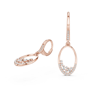 Pair-Shot: Oval Diamond Earrings with Pave Setting in 14k Rose Gold - Lab Grown - Driona Jewels
