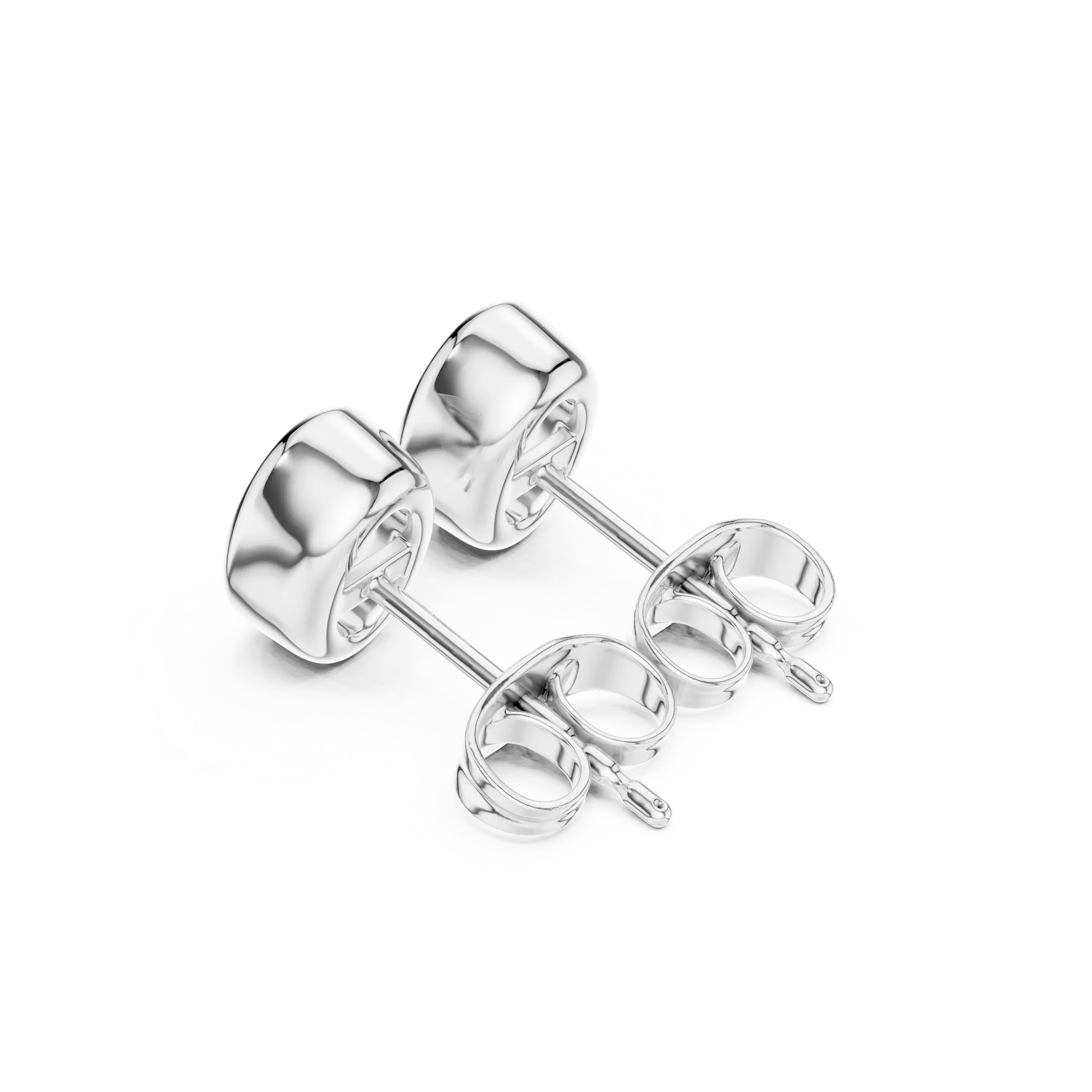 Back-View: Oval Diamond Earrings with Stud Setting in 14k White Gold - Lab Grown - Driona Jewels