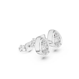 Pair-shot: Pear Cut Diamond Earrings with Bezel Setting in 14k White Gold - Lab Grown - Driona Jewels