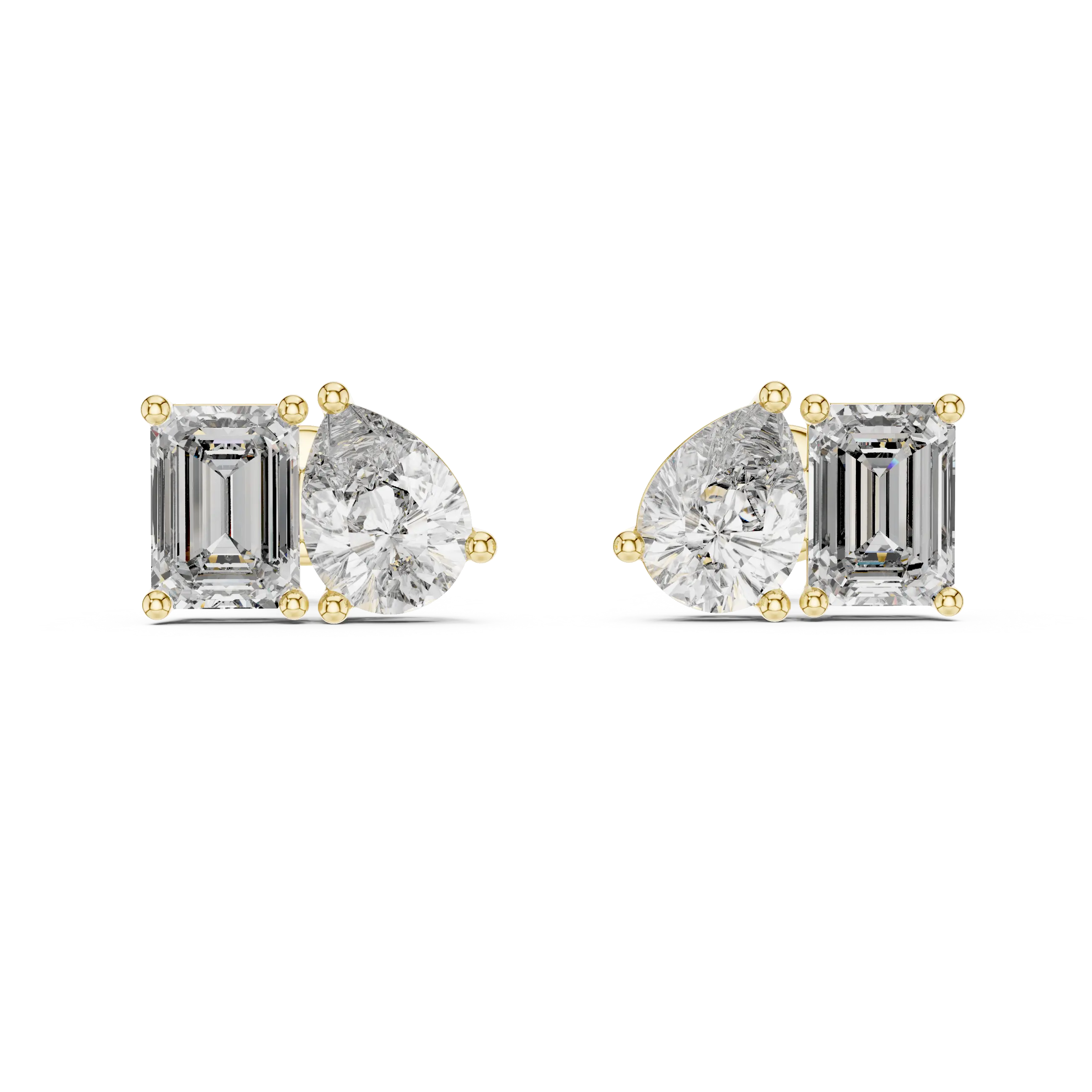 Pair-Shot: Pear Cut Diamond Earrings with Bezel Setting in 14k Yellow Gold - Lab Grown - Driona Jewels