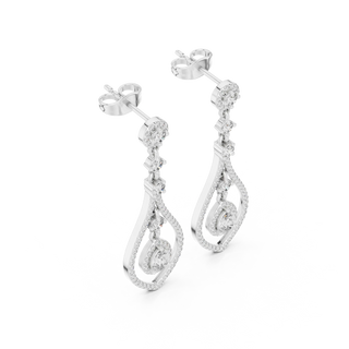 Pair Shot: Pear Cut Diamond Earrings with Drop Setting in 14k White Gold - Lab Grown - Driona Jewels