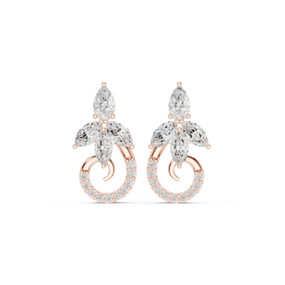Pair Shot: Pear Cut Diamond Earrings with Halo Setting in 14k Rose Gold - Lab Grown - Driona Jewels