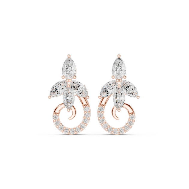 Pair Shot: Pear Cut Diamond Earrings with Halo Setting in 14k Rose Gold - Lab Grown - Driona Jewels
