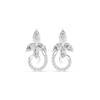 Pair-Shot: Pear Cut Diamond Earrings with Halo Setting in 14k White Gold - Lab Grown - Driona Jewels