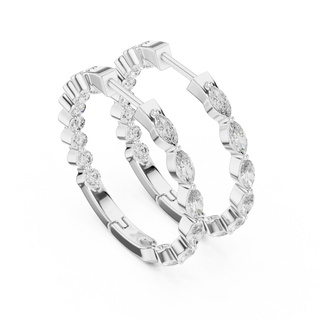 Three-quarter-view: Pear Cut Diamond Earrings with Halo Setting in 14k White Gold - Lab Grown - Driona Jewels